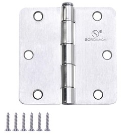 Door Hinge 3 1/2 Inch Interior Door Hinges Satin Nickel 3.5 Inch Interior Hinges Flat Iron Hinge 3 ½"x 3 ½" Door Hardware 1/4" Radius - 12 Pieces