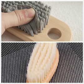 2 Pcs Long Handle Shoe Brush, Wood Laundry Brush, Laundry Stain Remover Brush, Soft Bristle for Scrubbing Out Tough Stains on Delicate, Easy to Grip Hand Washing Clothes Brushes