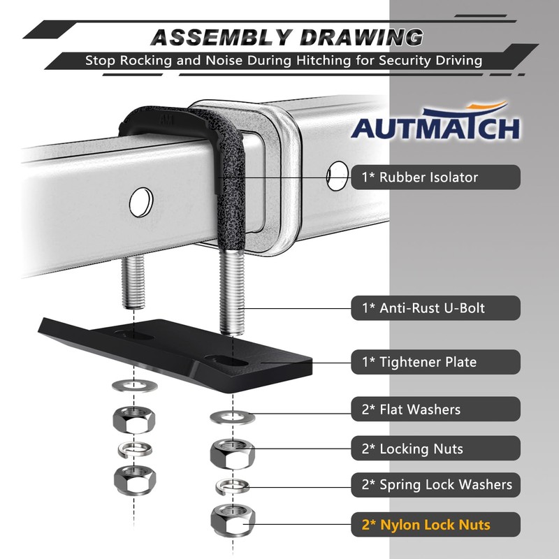 AUTMATCH Hitch Tightener Anti-Rattle Clamp, Heavy Duty Hitch Stabilizer for