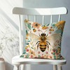 Bumble Bee Floral Decorative Throw Pillow Covers 18 x 18