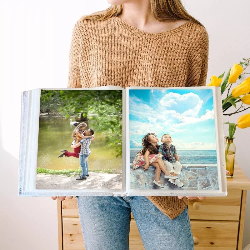 worldus WEDDING PHOTO ALBUM 8X10 SLIP IN POCKETS, HOLDS 52