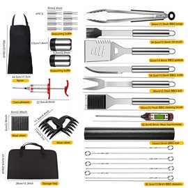 30PCS Portable Grilling Accessories Kit,BBQ Accessories Set with Storage Bag,Stainless Steel Barbecue Tool Set with Apron, for Outdoor,Camping,Backyard Grill Accessories Sets,Man Best Barbecue Gift