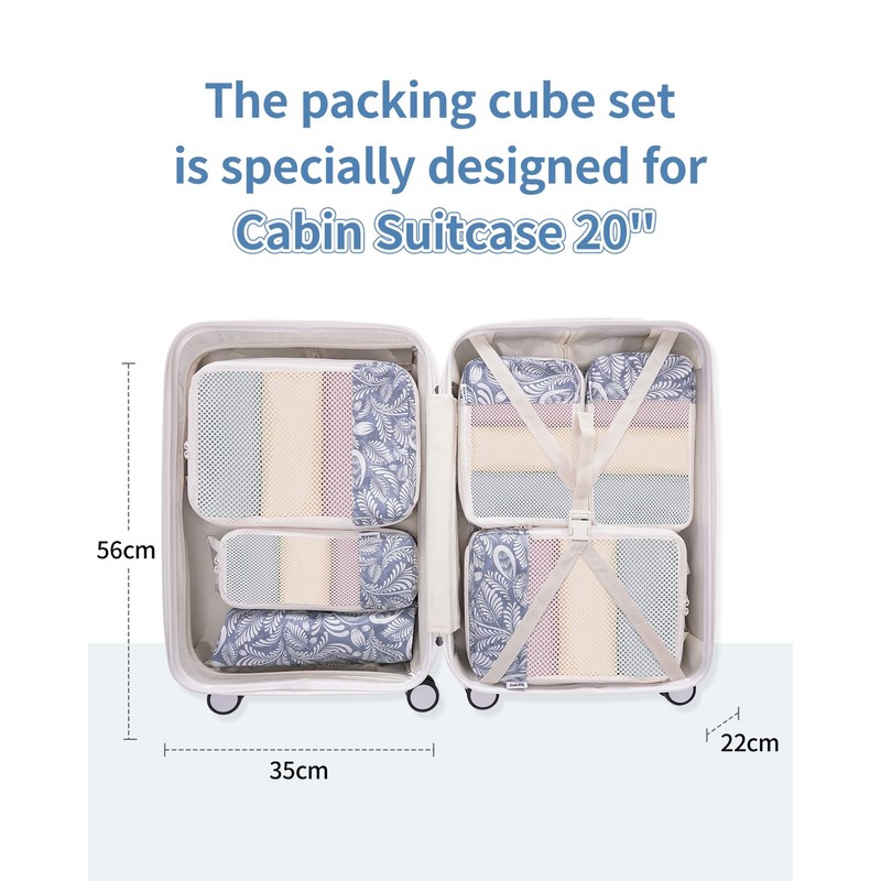 Narwey 6 Set Compression Packing Cubes for Backpack and Suitcases,