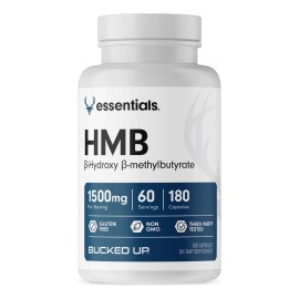 Essentials Hmb Aminoacido (Beta-hidroxi beta-metilbutirato) Premium 1500mg 180 Cpsulas Sin Sabor                                                      