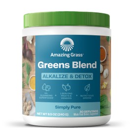 Amazing Grass Amazing Grass Greens Blend Alkalize & Detox: Cleanse with Super Greens Powder, Beet Root Powder, Digestive Enzymes, Prebiotics & Probiotics, 30 Servings (Packaging May Vary)