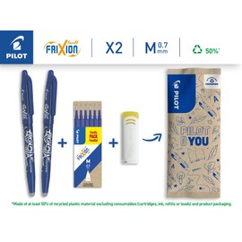 Pilot FriXion Ball Erasable Rollerball Pen, Set of 9, 2 Blue FriXion Ball + 6 Refills + FriXion Eraser