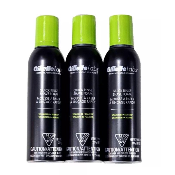 Gillette 3 Pack Gillette Labs Skincare Quick Rinse Shave Foam