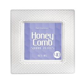 Party Essentials N154021 Honeycomb Square Plates, 10.75", Clear (Pack of 160)