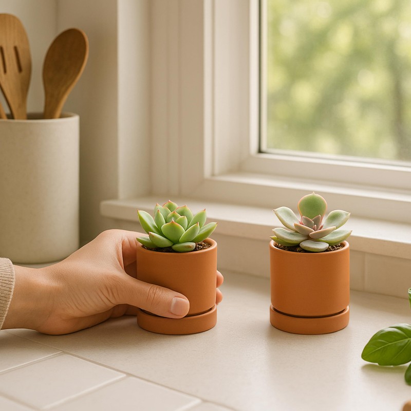 2-Pack Terracotta Plant Pots with Saucers, 3 Inch, 40-X-B-0