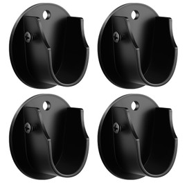 Weysat 4 Pieces 7/8" to 1" Inside Mount Curtain Rod Bracket Socket Stainless Steel Curtain Rod Holders for Wall Window Frame and Closet(Black)