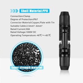 TRAMILY Solar Plug Solar Cable Connector Male/Female Double Sealing Rings for Better Waterproof Effect (10 Pairs)