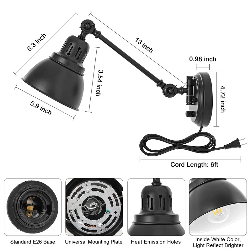 GOODATE Plug in Wall Sconces, Wall Sconce Lighting with Dimmable