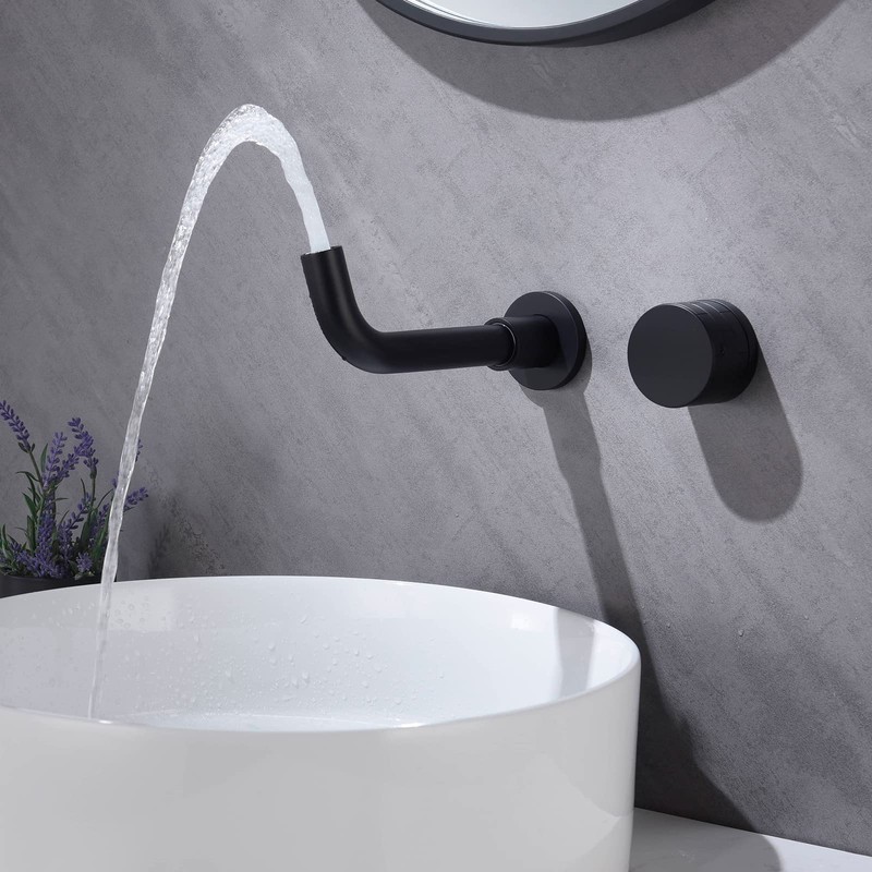 TRUSTMI Brass Bathroom Faucet Brick-Pattern Single Handle Wall Mount Vessel