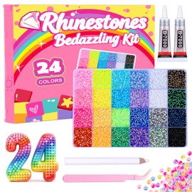 CCINPPY Bedazzling Kit, 30000Pcs 3mm Bedazzler Kit Flatback Resin Rhinestones, 24 Colors Bling Bedazzled Gems with Jewelry Glue and Tools for Book Nail Art, DIY Craft Gifts for Women Adults