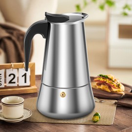 TMWEFUSC 4 Pack Moka Pot Espresso 9 Cup Stovetop Espresso Maker Stainless Steel Moka Pot for Home and Camping 450ml 15oz (4)