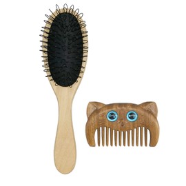 Wig Brush, Detangling Brush Wood Handle Professional Wig Brush for Synthetic Wigs, Hair Brushes for Women, Set of 2 (B-2 pack)