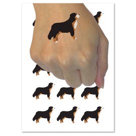 Bernese Mountain Dog Solid Temporary Tattoo Water Resistant Fake Body Art Set Collection - 54 1" Tattoos (1 Sheet)