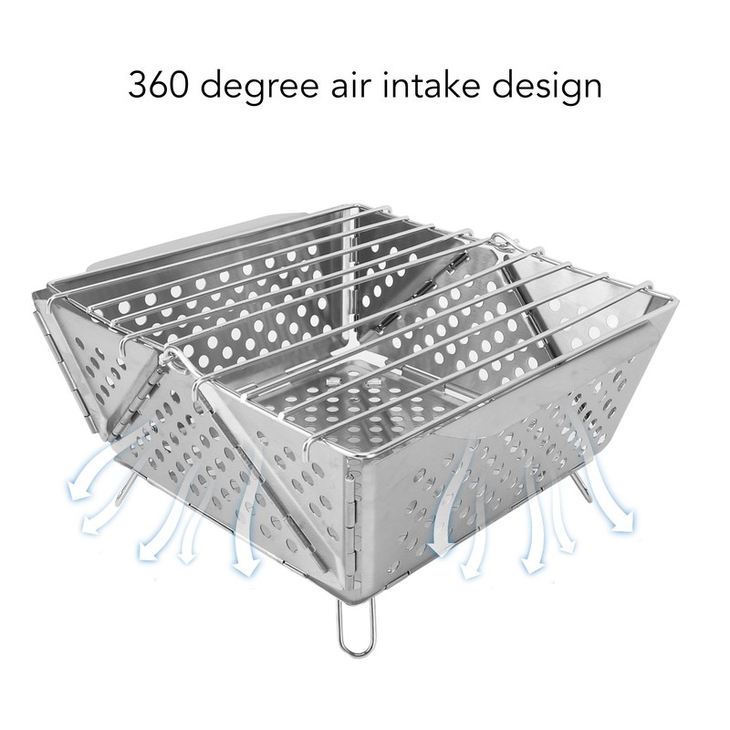 Foldable Portable Charcoal BBQ Grill Stainless Steel Folding Barbecue Grill