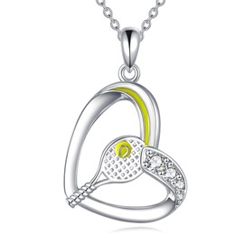 KQF Tennis Racket Necklace for Women Sterling Silver Sport Pendant NecklaceTennis Jewelry Gifts for Tennis Player(Tennis Necklace)