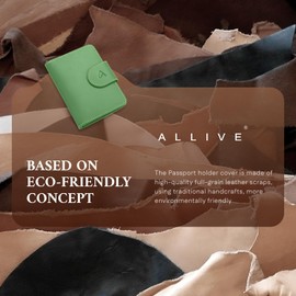 ALLIVE Rfid Passport Holder for Travel, Women, Rfid Passport Cover Wallet, Genuine Leather Passport Holder for Travel with AirTag Hidden, Airport Essentials, Travel Gifts (Avocado Green)