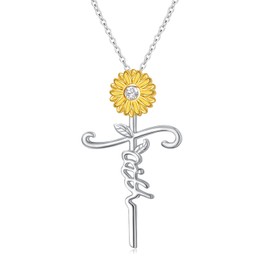 HOOHWE Sunflower Necklace for Women 925 Sterling Silver Chains with Pendant Sunflower Jewellery Gifts for Women and Girls, Sterling Silver