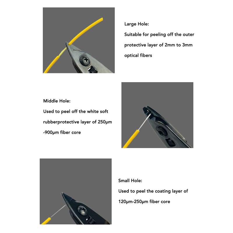 Fiber Optic Stripper Stainless Steel 3 Port Hole Cable Wire
