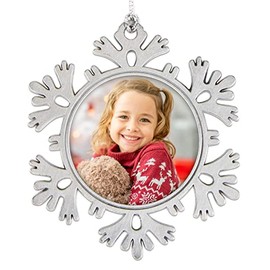 FaCraft Picture Frame Christmas Ornaments,2.95" Snowflake Photo Frame Christmas Ornament,Hanging Snowflake Ornament for Winter Christmas Tree Decorations