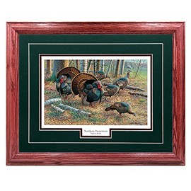 Northern Promotions LLC Turkey Spring Strut Wall Art Hunting Decoration, Hardwood Picture Frame - Wildlife Print Painting Decor - Cherry Frame, Green Mat - Spring Strut Cynthie Fisher, 17x21