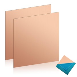 Copper Sheet, Pack of 2 Copper Plates 150 x 150 x 0.8 mm, 99% Pure Copper Sheet for Metal Crafts, Jewellery Making, DIY, Jewellery and More