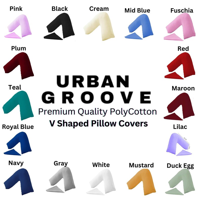 Urban Groove V Shaped Pillowcase Cover Plain Polycotton Back &