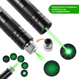 Green Laser Pointer High Power Rechargeable Lazer Pointer, Laser Pen with Long Range Adjustable Focus with Star Cap, Laser Pointer Pen Suitable for Outdoor, Astronomy, Cats Dogs (Green)