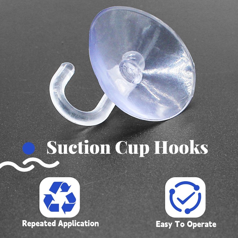 Kyuionty 30 Pack Suction Cup Hooks, 30mm Clear Plastic Suction
