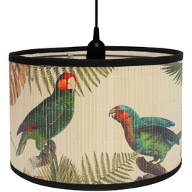 Birds Drum Lamp Shade for E26/E27 Lamp, Vintage Bird Pattern Replaceable Light Lamp Cover Lampshade Accessories for Pendant Floor Light Chandelier, Burlap and Bamboo (11.8" x 11.8" x 7.87")