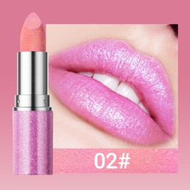 Erinde Metallic Glitter Lipstick for Women, Long Lasting Sparkle Lipsticks, High Shine Diamond Creamy Lipstick Lipcolor Makeup, Hydrating Glimmer Finish, Sparkling Lip Gloss, 02 Light Pink