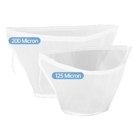 2PACK(1x200 Micron & 1x125 Micron) Bowl-shaped Nylon Nut Milk Bag, Reusable Cheese Cloths Bag for Straining, Fine Mesh Food Strainer Bag, Cold Brew Bag for Almond Milk, Tea, Juice and Greek Yogurt