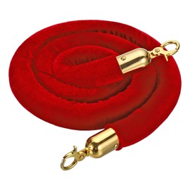 YOKIVE Dark Red Velvet Stanchion Rope Crowd Control Barrier Rope, Manage The Crowd, Great for Hotels, Theaters, Ticket Offices (Golden, 5 Feet)