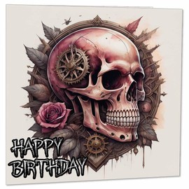 Skull Birthday Card - Gothic Fantasy Birthday Cards 145 x 145mm
