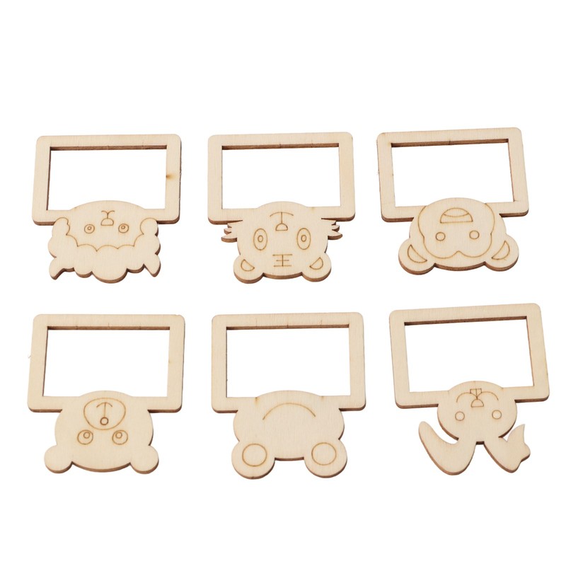 100pcs Wooden Cartoon Animal Photo Frame Decorative Hand Painting Photo