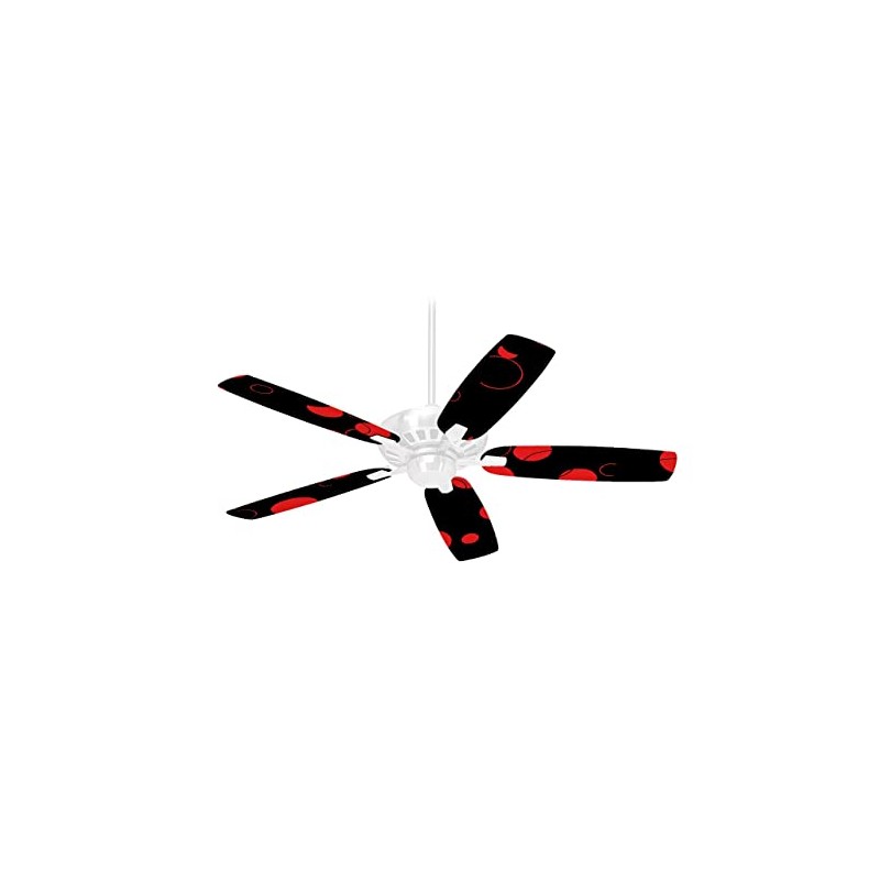 Lots of Dots Red on Black - Ceiling Fan Skin