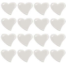 SUNNYCLUE 1 Box 50Pcs Valentines Day Stamping Blank Tags 304 Stainless Steel Heart Charms Blank Metal Love Charm Dog Cat Pets Message Word Tag Charm Heart Stamping Charms for jewellery Making Charms