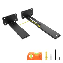 LEOPO Adjustable T Shelf Brackets Extensible 6/8/10 Inch 4 Pack ,1/5'' Thick Heavy Duty Floating Brackets, Telescoping Shelf Brackets for Tight Corners, RVs & Flexible Storage Spaces,Kitchen,Garage