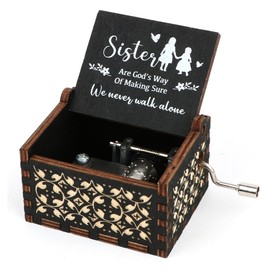 IWANTDIY Sister Music Box Gifts from Sister and Friend-You are My Sunshine Wooden Mechanism Engraved Musical Boxes Cute Vintage Craft Home Decor Birthday Gift for Sister Siblings Women