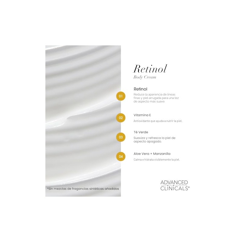 Advanced Clinicals Loción Hidratante Retinol Cuerpo Cara Crema Corporal Cuidado