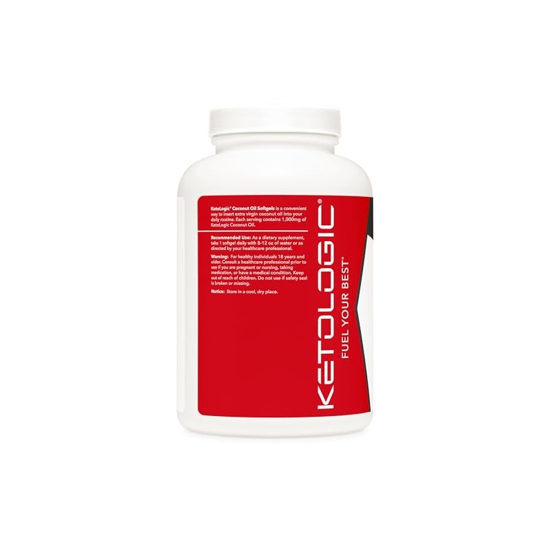 Ketologic- “Aceite de Coco (180 cápsulas) (1,000MG de Aceite de
