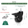 8T8 3 Inch Caster Wheels Heavy Duty with Brakes, Rubber