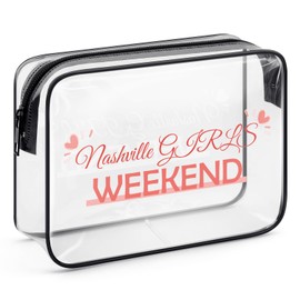 Nashville Travel Gift Girls Weekend Gifts Travel Makeup Bag Trip Gift for Best Friends Bestie Friendship Gift Clear Cosmetic Bag Christmas Birthday Gift Country Music Gifts for Traveller Toiletry Bag
