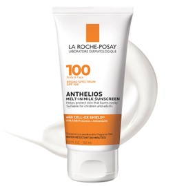 La Roche-Posay Anthelios Melt-In Milk Protector solar SPF 100, protector solar para cuerpo y cara, amplio espectro SPF + antioxidantes, sin aceite, para piel sensible al sol, libre de oxibenzona