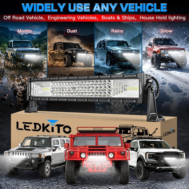 LEDKITO 22Inch LED Light Bar Off Road Driving Work Lights