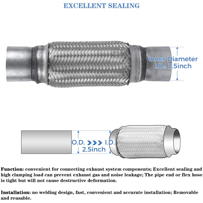 2.5 inch Exhaust Flex Pipe - RP Remarkable Power, 2.5