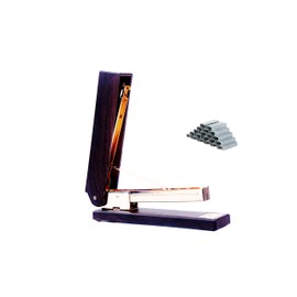 HOYUJI Woodgrain Black Stapler, Marbled Woodgrain Stapler, Elegant and Gorgeous Modern Accessory for Stylish desks in School, Home or Business - Rose Gold